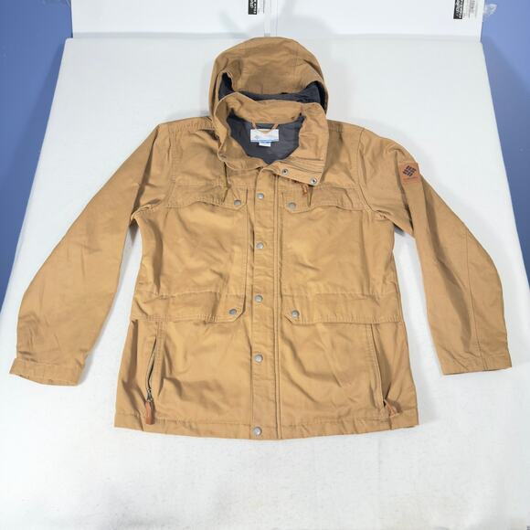 Columbia Sportswear Co Canvas Like Shacket Full Zip/Snaps Jacket Medium Hooded - Picture 1 of 16